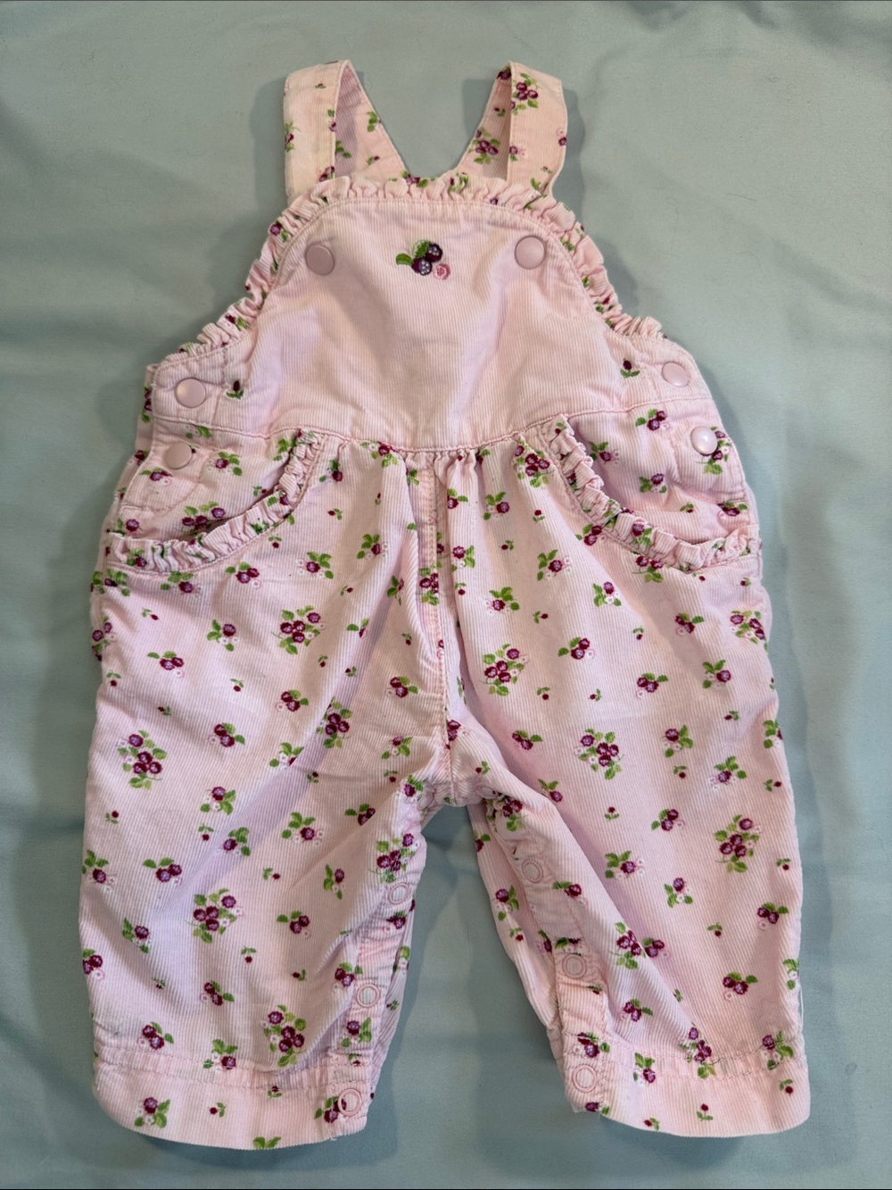 Gymboree Vintage Light Pink Floral Cord Overalls